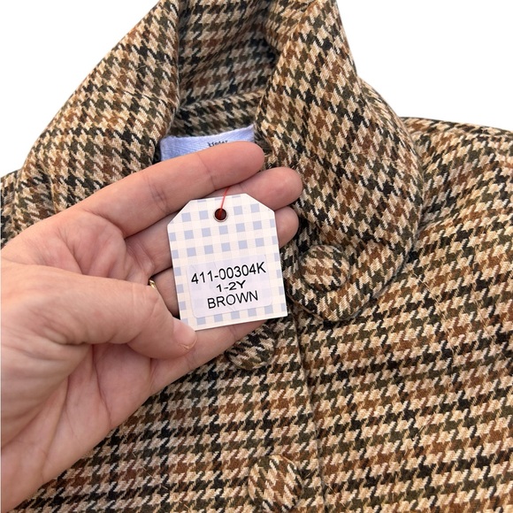 Kinder Mo: Vint‎ houndstooth children’s jacket brown 1-2Y - Picture 3 of 7